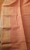 Light Peach Handloom Maheshwari Cotton Linen Saree