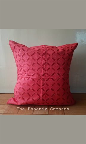 Red Applique work Cushion Covers (Set of 2)
