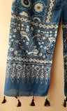 Blue Ajrakh Stole with Circular motifs