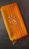 Orange Bamboo Silk Handloom Saree