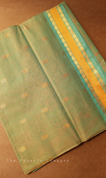 Green & Teal Dual Shade Venkatagiri Handloom Cotton Saree