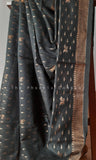 Black w/bronze threadwork Jute Silk Saree