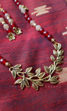 Handmade Maroon Floral Beaded Jewellery Set