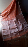 Musk Melon with silver threadwork Jute silk Saree