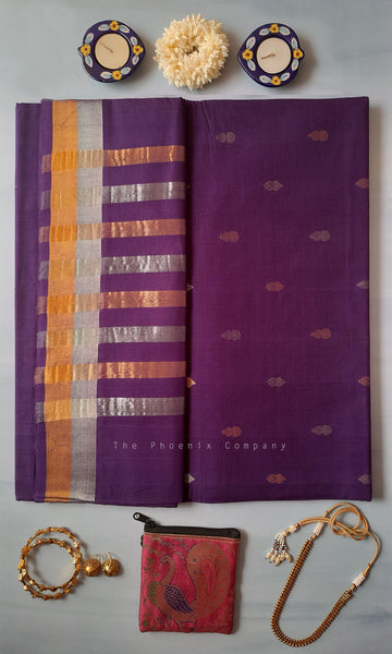 Purple Venkatagiri Handloom Cotton Saree