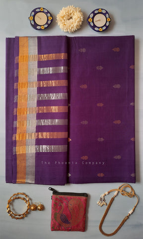 Purple Venkatagiri Handloom Cotton Saree