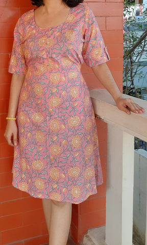 Pink Floral Cotton Dress