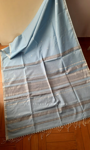 Sky Blue Handloom Maheshwari Cotton Saree