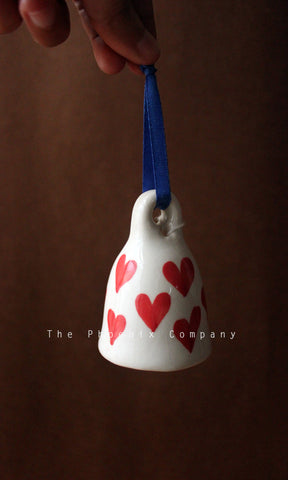 Red Hearts Ceramic Bell