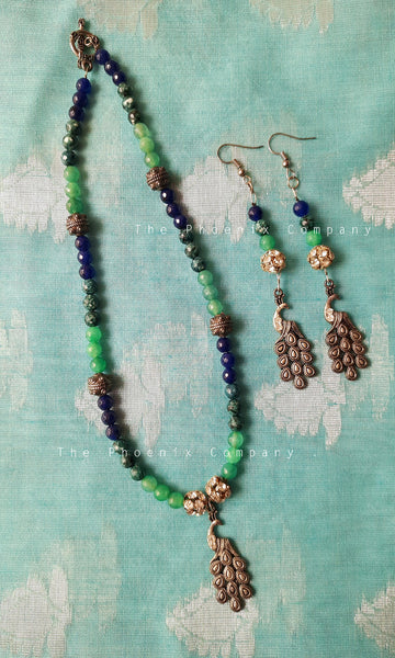 Handmade Peacock Beaded Jewellery Set