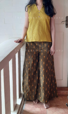 Olive Green & Mustard Palazzo Pants