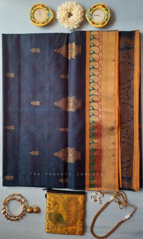 Dark Blue Venkatagiri Handloom Cotton Saree