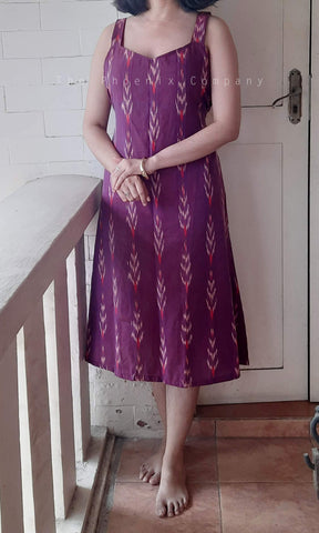 Magenta Ikat Cotton Dress