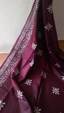 Burgundy Linen Saree