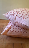 Salmon Pink Applique work Cushion Covers (Set of 2)