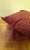 Maroon Applique work Cushion Covers (Set of 2)