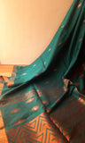 Dark Green Jute silk and Cotton Saree