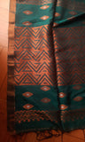 Dark Green Jute silk and Cotton Saree