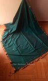 Dark Green Jute silk and Cotton Saree