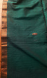 Dark Green Jute silk and Cotton Saree