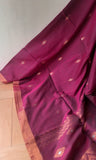 Dark Pink Jute silk and Cotton Saree