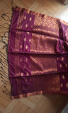 Dark Pink Jute silk and Cotton Saree