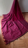 Dark Pink Jute silk and Cotton Saree