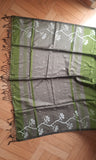 Chutney Green & Grey Jute Silk and Cotton Saree with threadwork