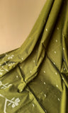 Chutney Green & Grey Jute Silk and Cotton Saree with threadwork