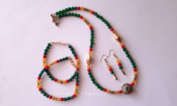 Green Beaded Jewellery Set