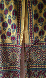 Yellow Ajrakh Stole with Pomegranate motifs