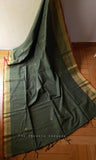 Moss Green Handloom Maheshwari Cotton Saree