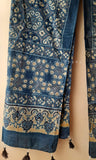 Blue Ajrakh Stole with large Circular motifs