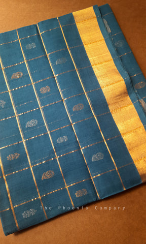 Peacock Blue Venkatagiri Handloom Cotton Saree