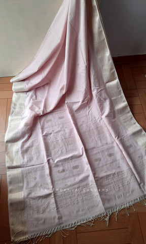 Baby Pink Handloom Maheshwari Cotton Saree