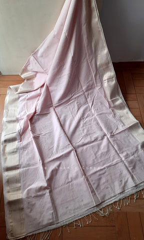 Baby Pink Handloom Maheshwari Cotton Saree