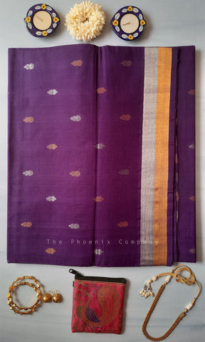 Purple Venkatagiri Handloom Cotton Saree