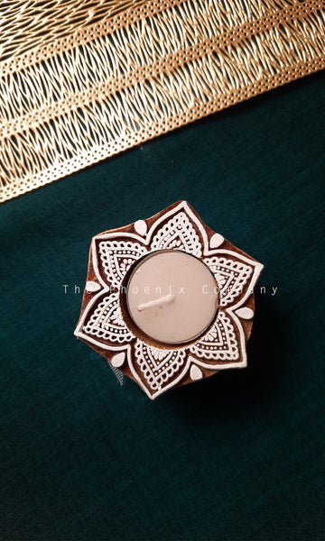 Mini Rangoli Wooden Candle Holder