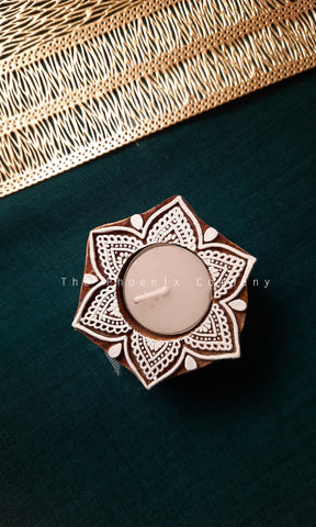 Mini Rangoli Wooden Candle Holder