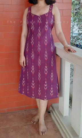 Magenta Ikat Cotton Dress