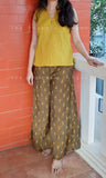 Olive Green & Mustard Palazzo Pants