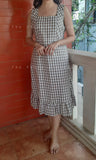 Brown Gingham Cotton Dress