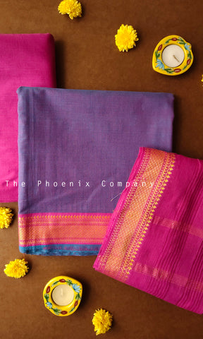 Purple Handloom Mangalgiri Cotton Salwar Kameez Material