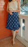 Blue Ikat Frilled Short Skirt