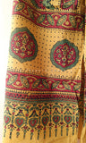 Yellow Ajrakh Stole with Zig-zag patterns