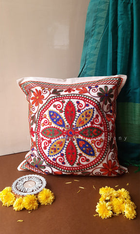 Multicolour Floral Embroidered Cushion Covers