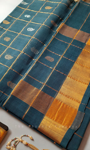 Peacock Blue Venkatagiri Handloom Cotton Saree