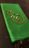 Parrot Green Bamboo Silk Handloom Saree