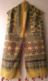 Yellow Ajrakh Stole with Geometric motifs