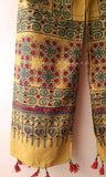 Yellow Ajrakh Stole with Geometric motifs